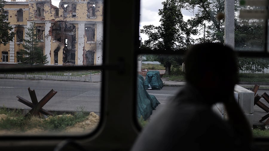 Billboards across the city in the region of Zaporizhzhia are flashing Russian President Vladimir Putin's promise that locals themselves will determine their future. Credit: Reuters photo