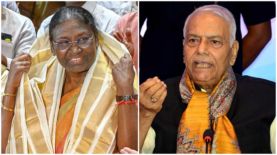 Droupadi Murmu and Yashwant Sinha. Credit: Agency Photos