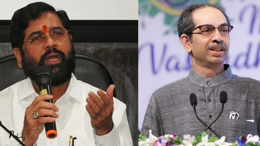 Eknath Shinde(on the left), Uddhav Thackeray. Credit: IANS Photo