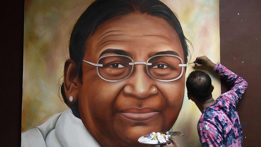 Murmu scripted history on Thursday by becoming the country's first tribal President, defeating Opposition's joint candidate Yashwant Sinha. Credit: AFP Photo