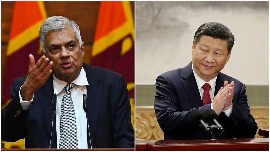 Sri Lanka's new President Ranil Wickremesinghe and China's President Xi Jinping. Credit: Agency Photos