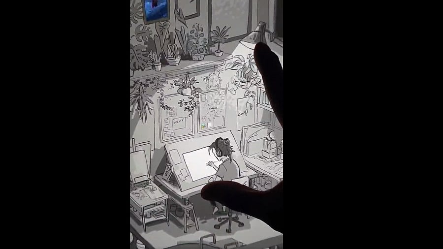 Screen grab from digital artwork shared by artist. Credit: Twitter/@Voskange