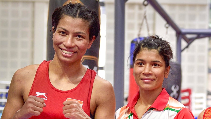 Boxers Lovlina Borgohain and Nikhat Zareen. Credit: PTI Photo