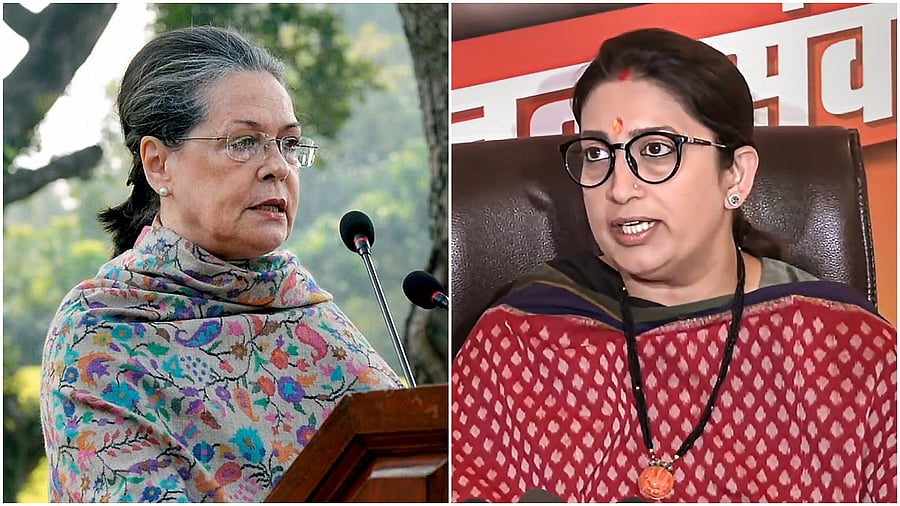 Sonia Gandhi and Smriti Irani. Credit: PTI Photo
