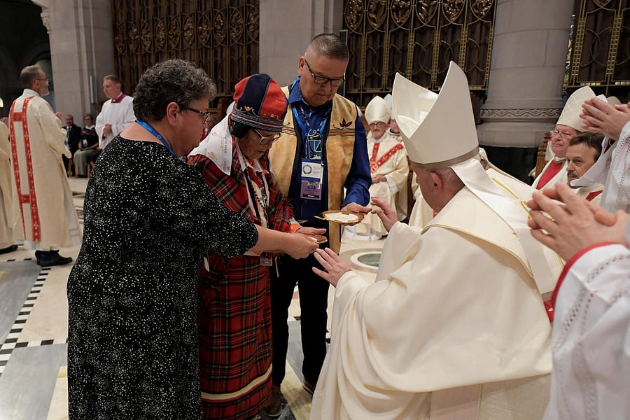 During his visit to Canada, the Pope expressed his "sorrow, indignation and shame” for the violence that the Church participated in. Credit: Reuters Photo