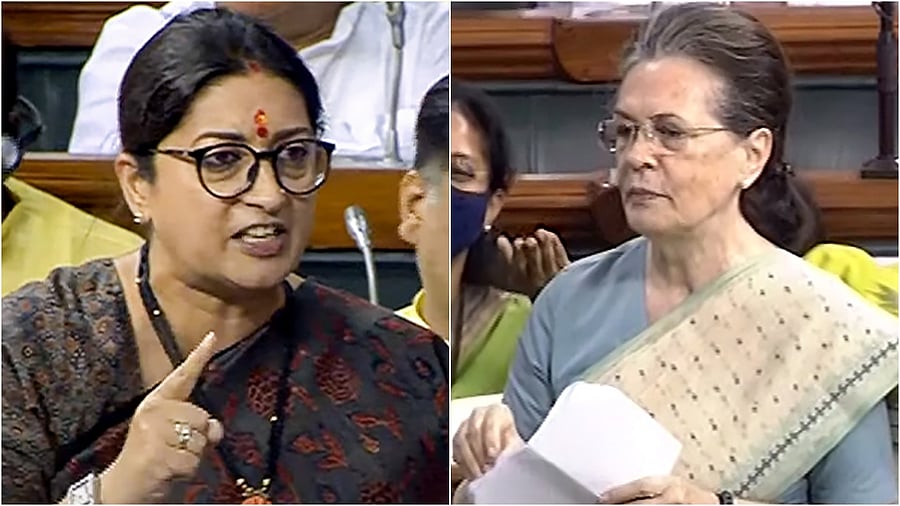 Smriti Irani and Sonia Gandhi. Credit: Agency Photos
