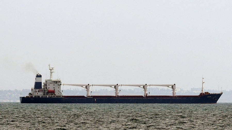 Bulk carrier M/V Razoni, carrying a cargo of 26,000 tonnes of corn, leaves Ukraine’s port of Odessa, en route to Tripoli in Lebanon. Credit: AFP Photo