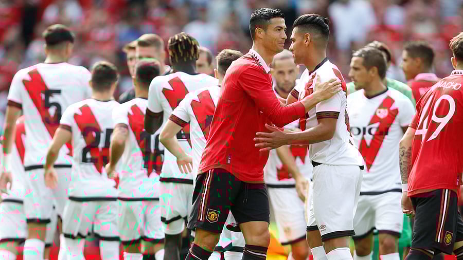 Ronaldo applauded fans on both sides of the ground as he led the team out for their pre-match warm-up on Sunday. Credit: Reuters Photo