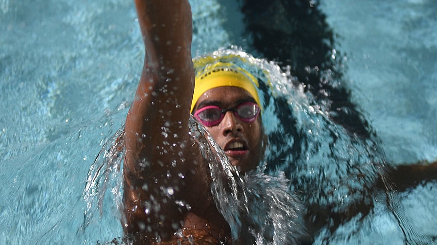 The Bengaluru swimmer had finished seventh in the men's 100m backstroke final on Saturday night. Credit: DH Photo