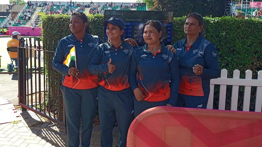 Rupa Rani Tirkey, Nayanmoni Saikia, Lovely Choubey and Pinki Singh. Credit: Twitter/@WeAreTeamIndia