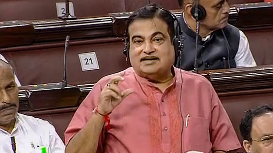 Union Minister for Road Transport and Highways Nitin Gadkari speaks in the Rajya Sabha during ongoing Monsoon session of Parliament, in New Delhi, Wednesday, Aug. 3, 2022. Credit: PTI Photo