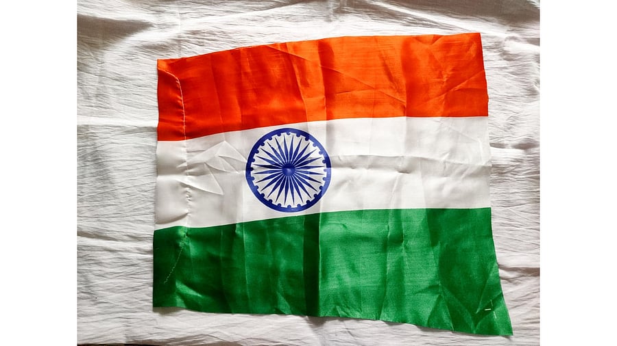 A flag sold by the BJP office in Bengaluru. Credit: DH Photo