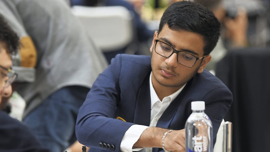 Grandmaster Raunak Sadhwani during round 9 of the 44th Chess Olympiad, at Mamallapuram near Chennai. Credit: PTI Photo
