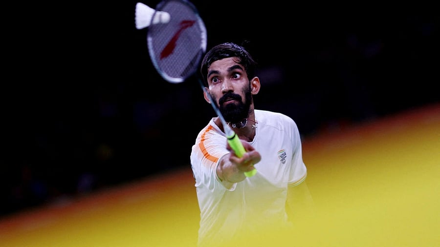 Srikanth Nammalwar Kidambi in action during his bronze medal match against Singapore's Jason Teh Jia Heng. Credit: Reuters Photo 