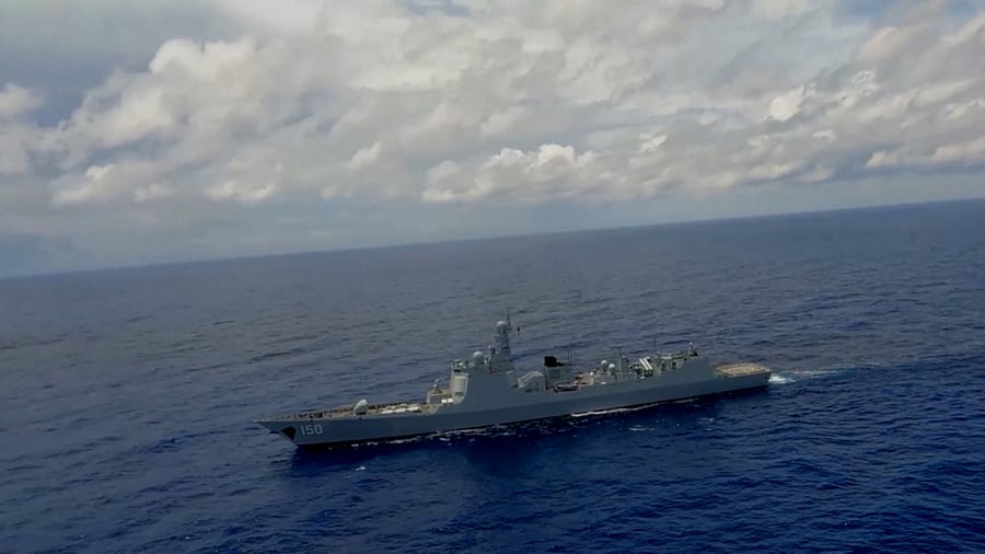 A Navy Force destroyer under the Eastern Theatre Command of China's People's Liberation Army (PLA) takes part in military exercises in the waters around Taiwan, August 9, 2022. Credit: Eastern Theatre Command/Handout via Reuters
