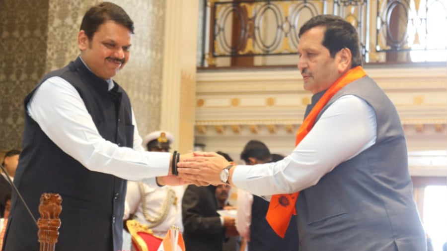 Deputy CM Devendra Fadnavis with MLA Mangal Prabhat Lodha. Credit: Twitter/@Dev_Fadnavis