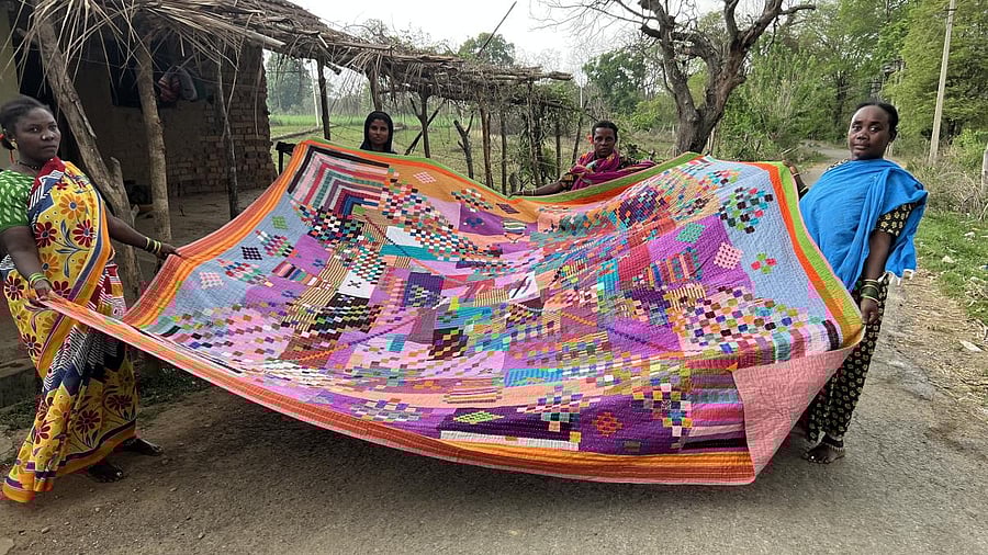 A kavand held up by Siddi quilters (Pic courtesy: Anitha N Reddy)