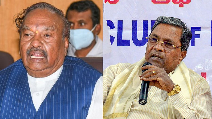 K S Eshwarappa and Siddaramaiah. Credit: DH File Photo and PTI Photo