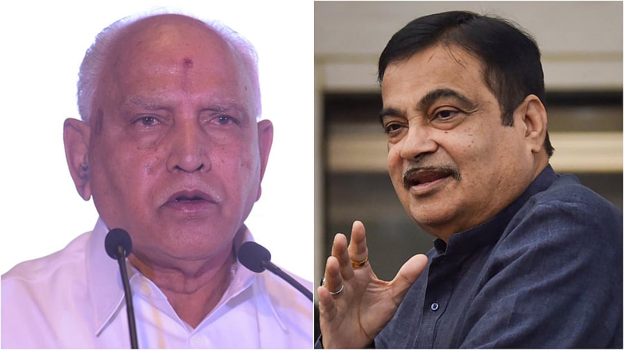 B S Yediyurappa and Nitin Gadkari. Credit: DH and PTI Photo