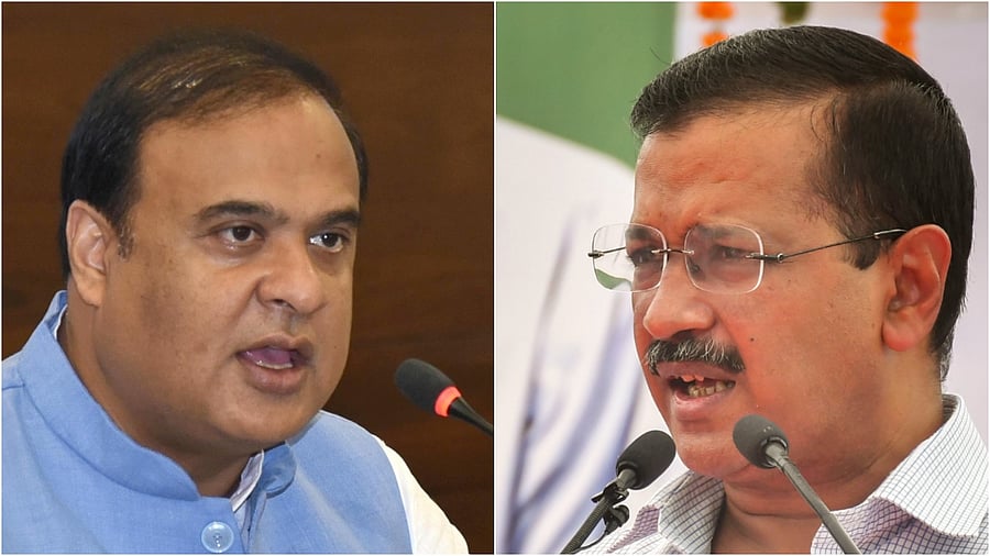 Assam Chief Minister Himanta Biswa Sarma, Delhi CM Arvind Kejriwal. Credit: IANS, PTI Photos