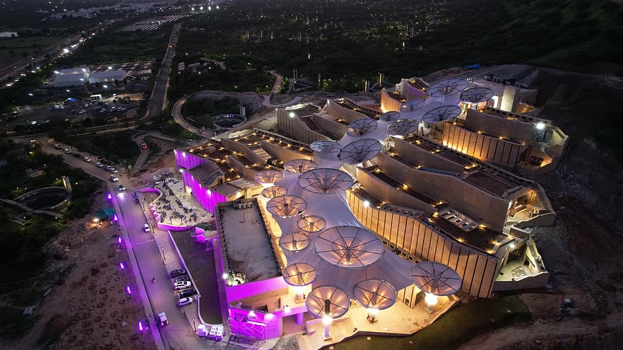 The grand structure, which is the first such memorial in the country according to a Gujarat government official, is spread over 470 acres on Bhujio Hill near Bhuj town. Credit: Twitter/@narendramodi