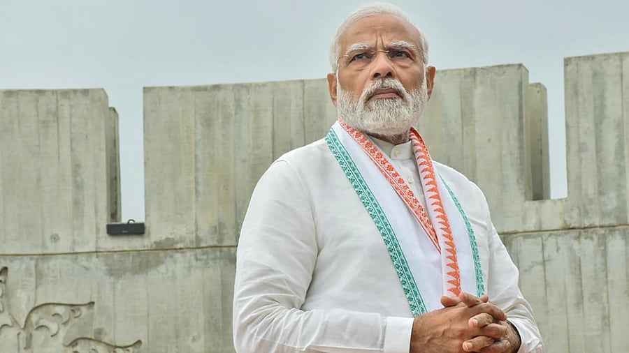 The PM was speaking after laying foundation stones of projects worth around Rs 4,400 crore in Bhuj and inaugurating Smriti Van Memorial. Credit: PTI Photo