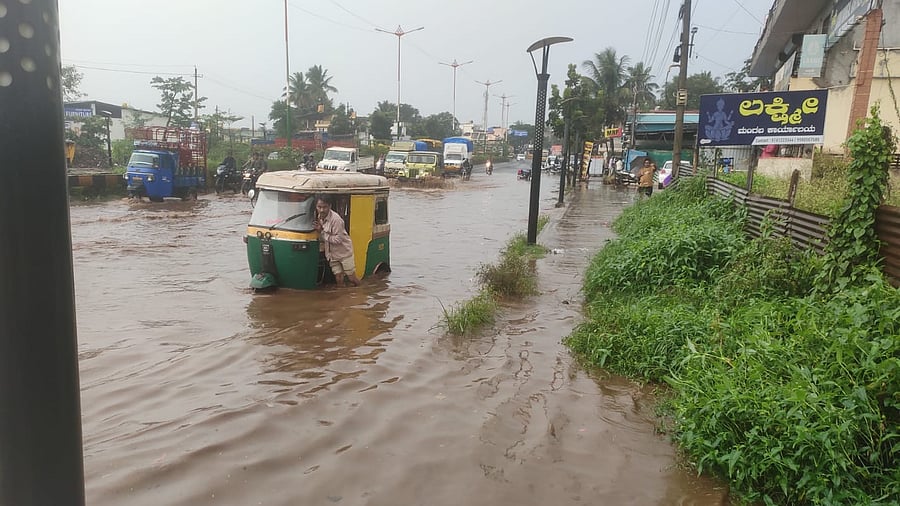 Water-logging near Peeranwadi in Belagavi. Credit: DH Photo