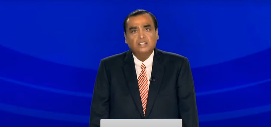 Billionaire Mukesh Ambani. Credit: Screengrab of YouTube live-stream