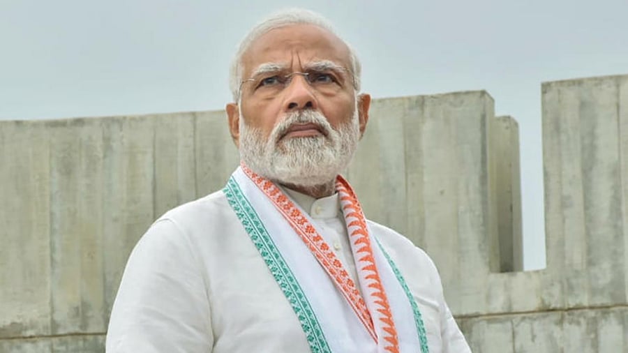 Prime Minister Narendra Modi during inauguration of 'Smruti Van' in Bhuj, Sunday, Aug. 28, 2022. Credit: PTI Photo