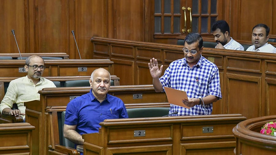 Delhi Chief Minister Arvind Kejriwal speaks during a special session of Delhi Legislative Assembly, in New Delhi. Credit: PTI Photo