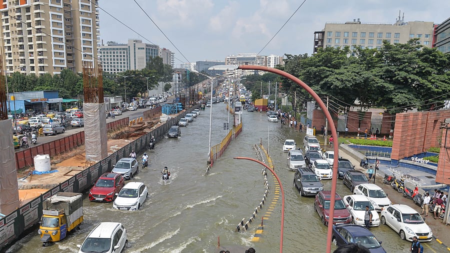 Flooding after rain in Bengaluru. Credit: PTI Photo