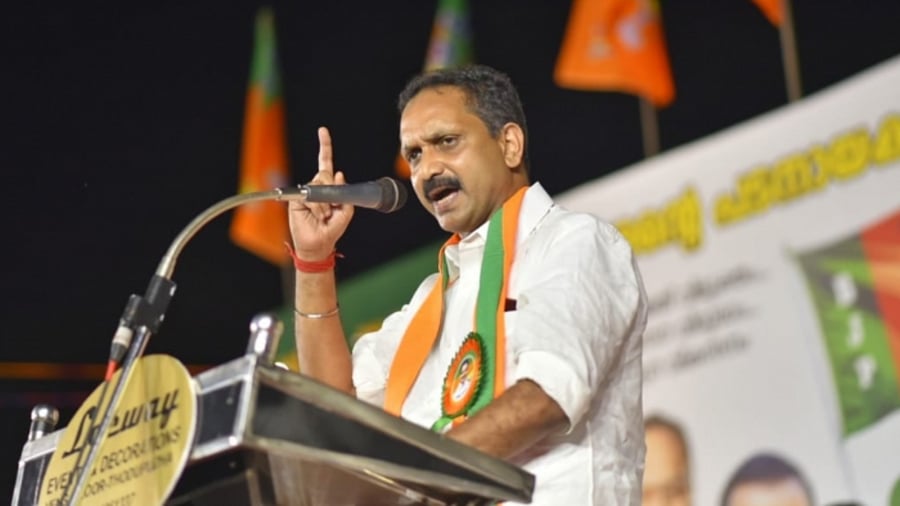 Kerala BJP president K.Surendran. Credit: PTI Photo