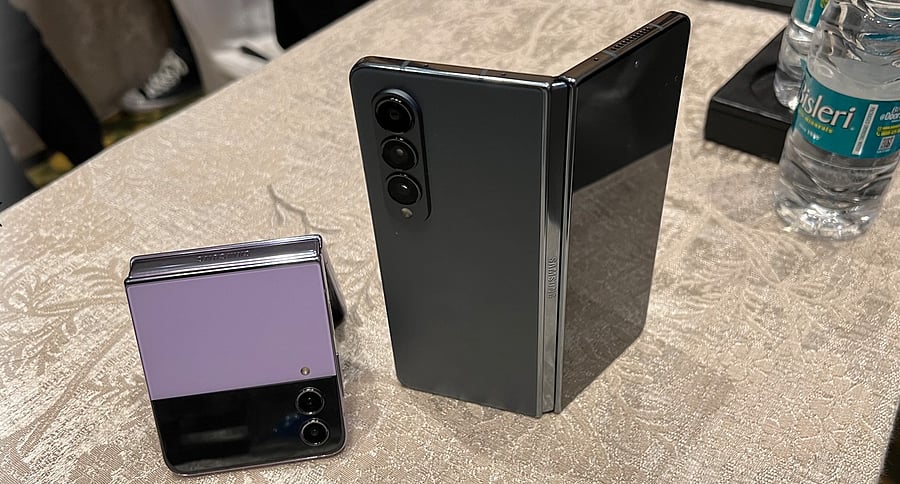Samsung Galaxy Flip4 along with the Galaxy Z Fold4. Credit: DH Photo/KVN Rohit