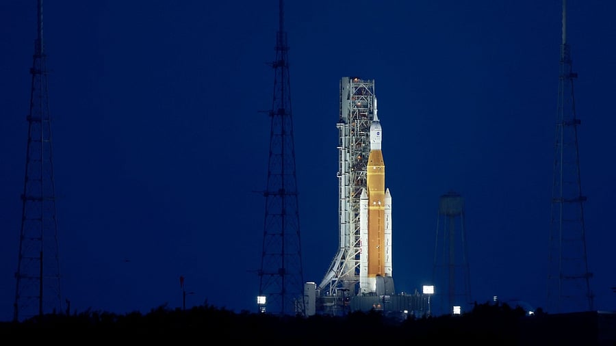 NASA's Artemis I rocket sits on launch pad 39-B at Kennedy Space Center on September 03. Credit: AFP Photo