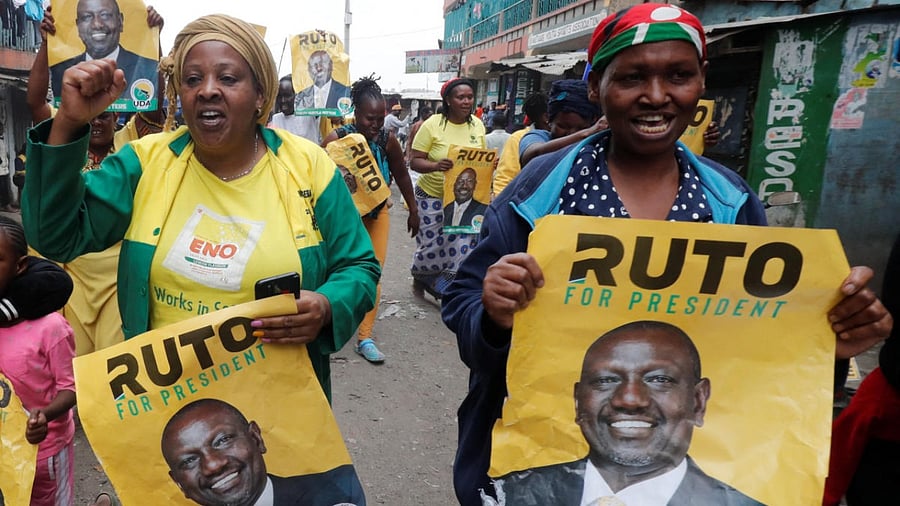 Supporters of Kenya's President-elect William Ruto celebrate the Supreme Court upholding his presidential election victory in Nairobi. Credit: Reuters photo