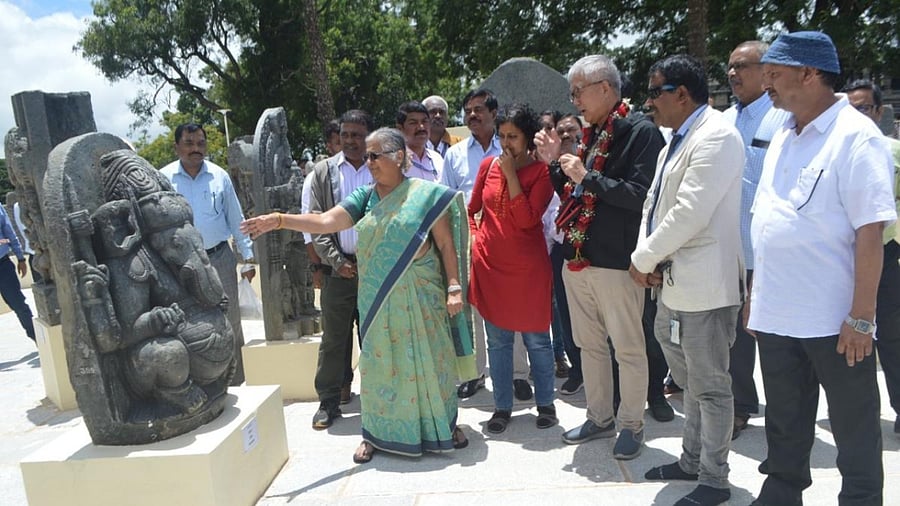 The state tourism task force chairperson Sudha Murthy accompanied the team and provided information. Credit: Special Arrangement