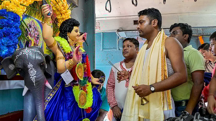 The old grandeur of Vishwakarma Puja is no longer there in many places because of the financial crunch. Credit: PTI Photo