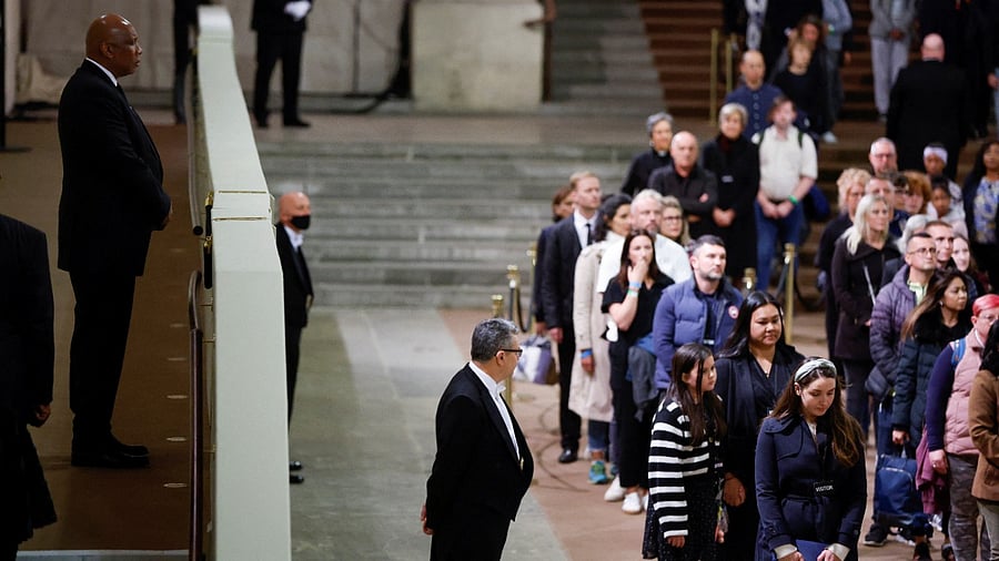 Lesotho's King Letsie pays his respects to Britain's Queen Elizabeth, following her death, during her lying-in-state at Westminster Hall, in London, Britain. Credit: Reuters Photo
