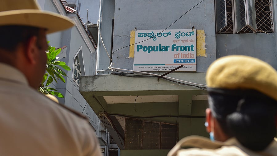 NIA raids PFI over terror funding in Karnataka. Credit: PTI Photo