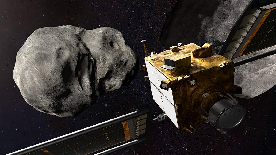 Nasa's DART mission impact with an asteroid to deflect its orbit. Credit: AFP Photo