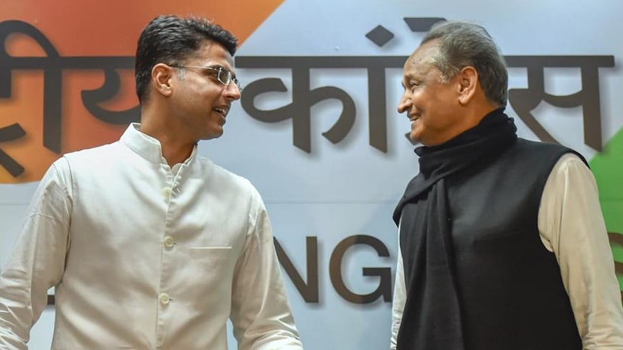 Rajasthan Chief Minister Ashok Gehlot and Congress leader Sachin Pilot. Credit: PTI File Photo