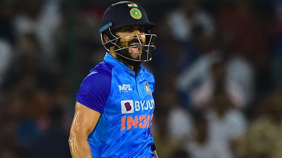 Virat Kohli during the third T20 cricket match between India and Australia, at Rajiv Gandhi International Stadium in Hyderabad, Sunday, Sept. 25, 2022. Credit: PTI Photo
