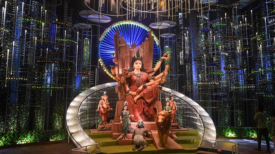 Preparation of Durga Puja festival in Kolkata. Credit: PTI Photo