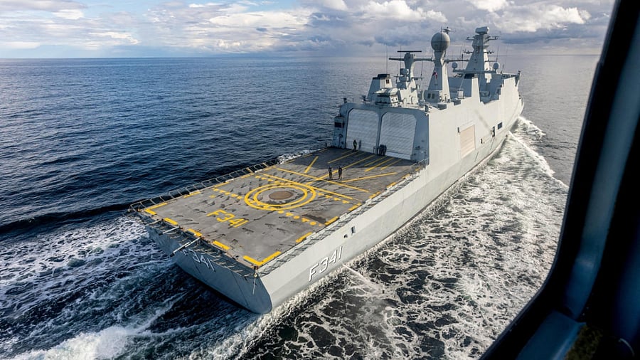 Danish ships monitor the gas leak in the Baltic Sea off the coast of Denmark. Credit: Reuters Photo