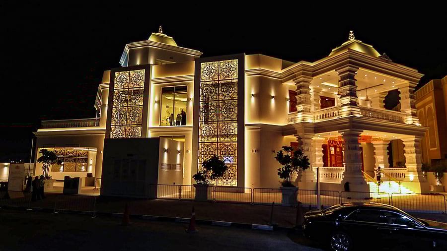 Hindu temple that blends Indian and Arabic architecture designs at Jebel Ali Village in Dubai. Credit: PTI 