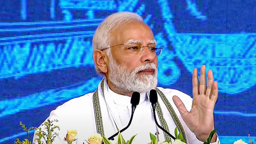 In his address, Modi discussed the importance of innovation and how it has become a collective effort and part of work culture in the country. Credit: PTI Photo