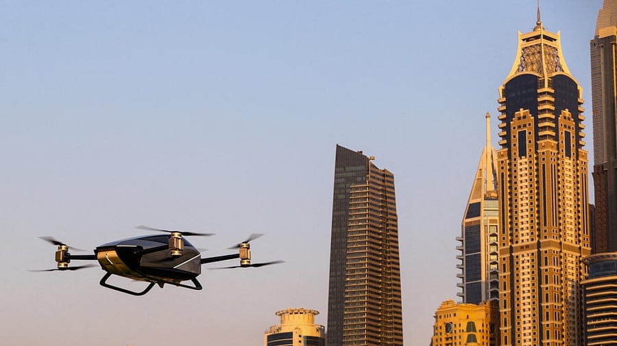 XPeng's eVTOL flying car X2 makes its first public flying in Dubai, United Arab Emirates, October 10, 2022. Credit: Reuters Photo