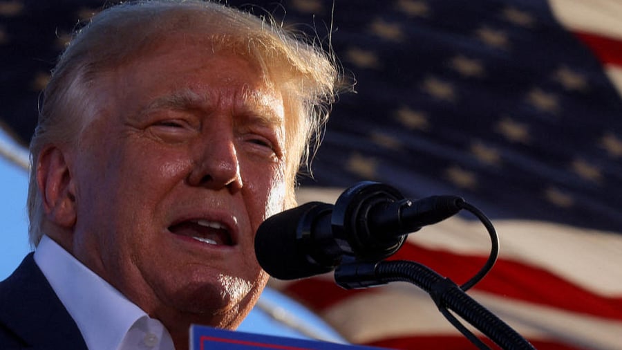 Former US President Donald Trump speaks during a rally ahead of the midterm elections. Credit: Reuters Photo