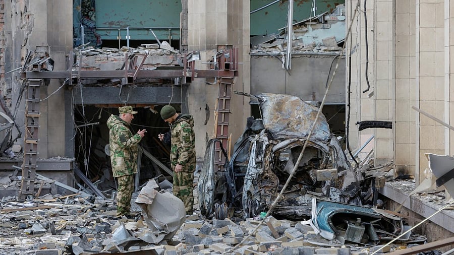 A view shows the city administration building hit by recent shelling in the course of Ukraine-Russia conflict, in Donetsk. Credit: Reuters Photo