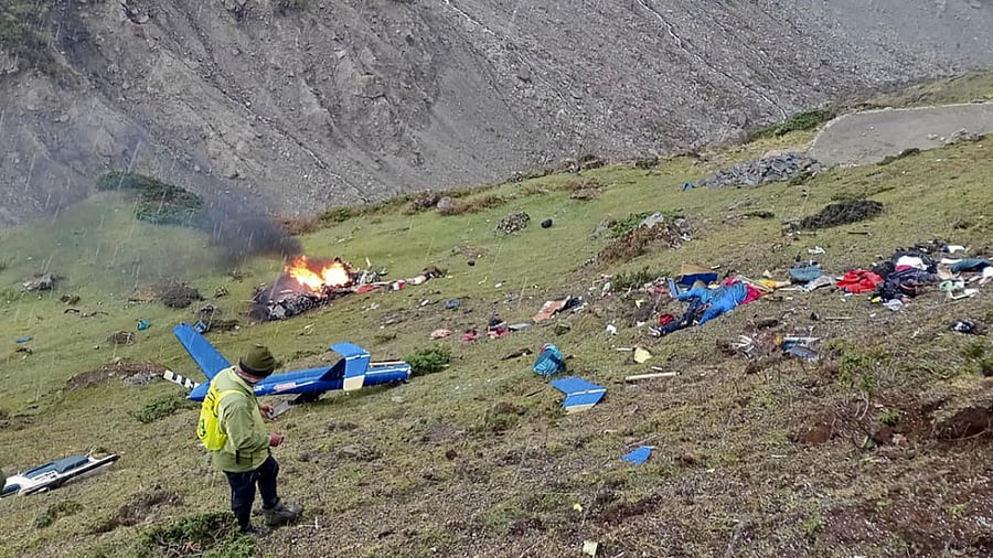 Crash site near Kedarnath in Uttarakhand. Credit: PTI Photo